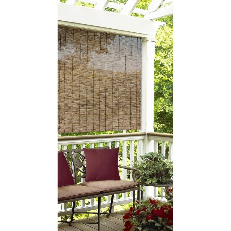 Cordless Bamboo Blinds - Waterproof Roller Shades for Porch, Patio & Interior Windows