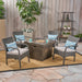 Cordoba Outdoor 4-Seater Fire Pit Set with Wicker Club Chairs by Christopher Knight Home