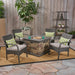 Cordoba Outdoor 4-seater Fire Pit Set with Wicker Club Chairs by Christopher Knight Home
