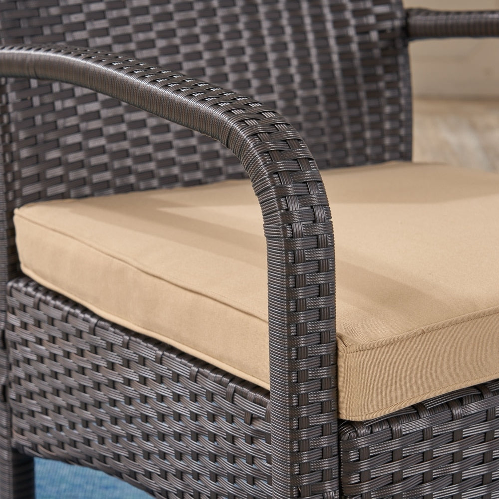 Cordoba Outdoor 4-seater Fire Pit Set with Wicker Club Chairs by Christopher Knight Home
