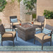 Cordoba Outdoor 4-Seater Fire Pit Set with Wicker Club Chairs by Christopher Knight Home