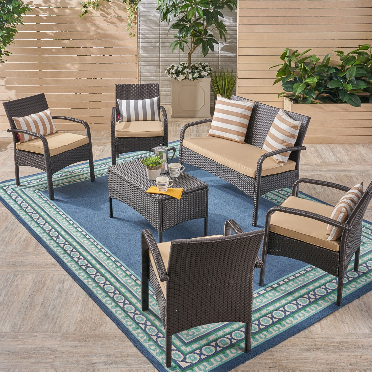 Cordoba Outdoor 6-piece Wicker Conversation Set by Christopher Knight Home