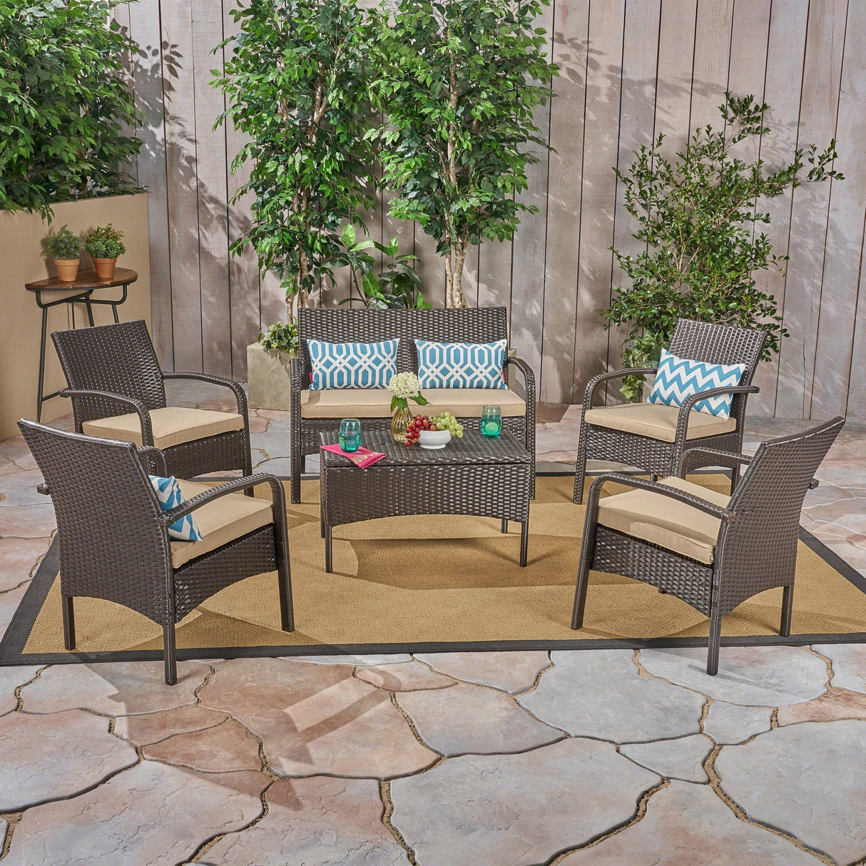 Cordoba Outdoor 6-piece Wicker Conversation Set by Christopher Knight Home