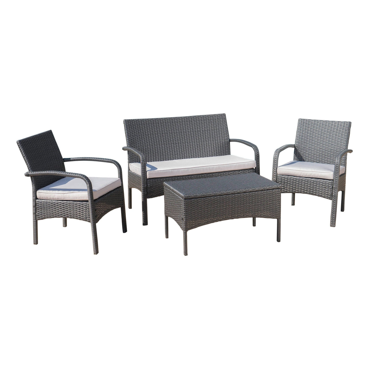 Cordoba Outdoor Wicker 4-piece Conversation Set with Cushions by Christopher Knight Home