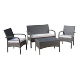 Cordoba Outdoor Wicker 4-piece Conversation Set with Cushions by Christopher Knight Home