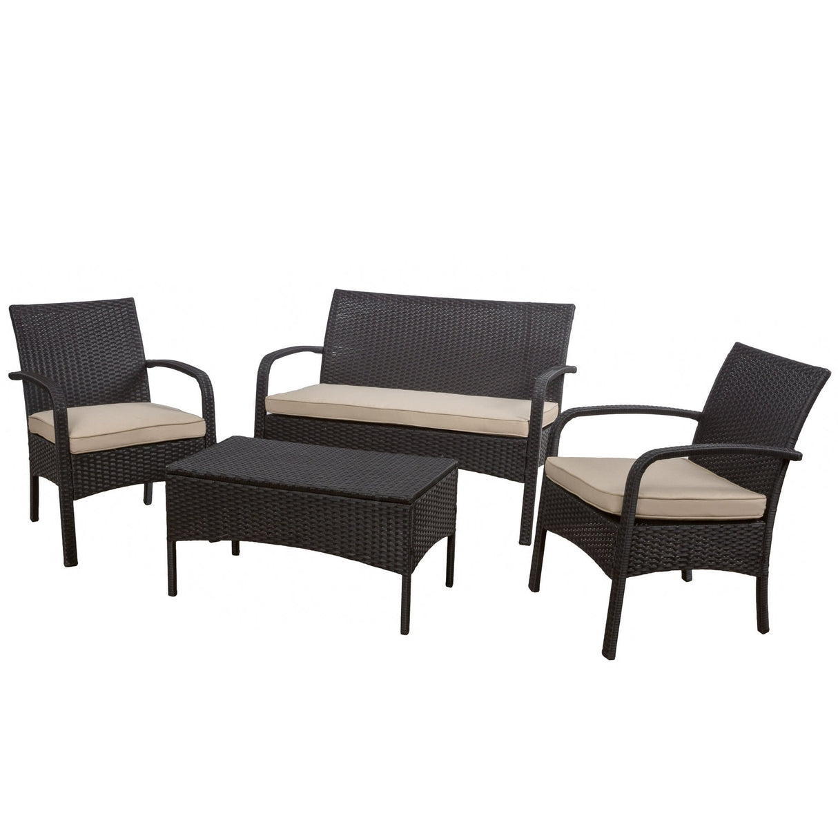 Cordoba Outdoor Wicker 4-piece Conversation Set with Cushions by Christopher Knight Home