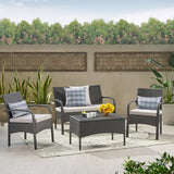 Cordoba Outdoor Wicker 4-piece Conversation Set with Cushions by Christopher Knight Home