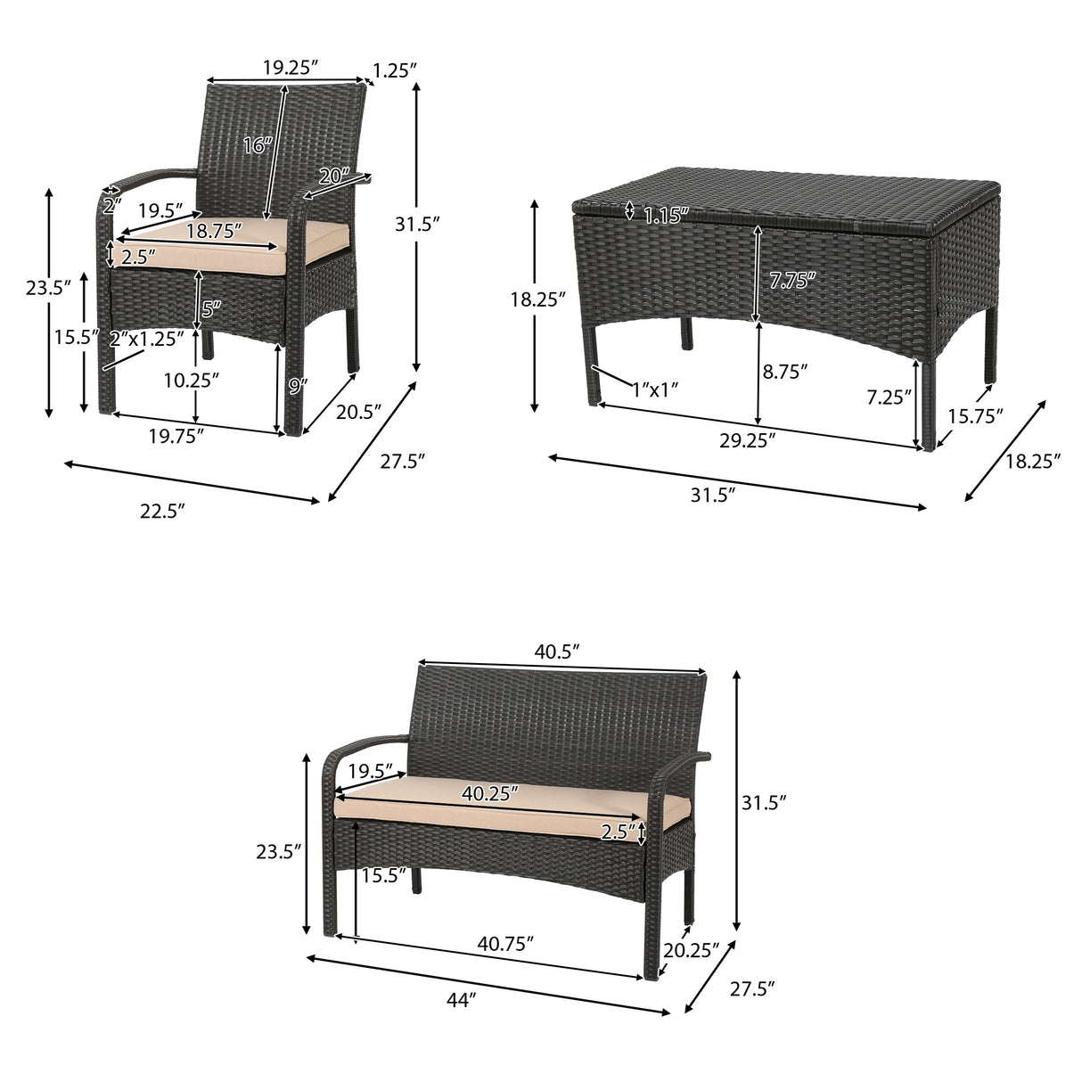 Cordoba Outdoor Wicker 4-piece Conversation Set with Cushions by Christopher Knight Home