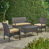 Cordoba Outdoor Wicker 4-piece Conversation Set with Cushions by Christopher Knight Home
