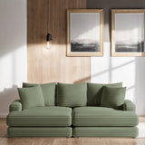 Corduroy 3-Seater Sofa With 3 Back Pillows 2 Toss Pillows and 2 Ottoman Comfy Sofa Deep Seat Couch, Beige