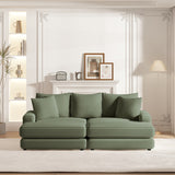 Corduroy 3-Seater Sofa With 3 Back Pillows 2 Toss Pillows and 2 Ottoman Comfy Sofa Deep Seat Couch, Beige