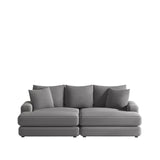 Corduroy 3-Seater Sofa With 3 Back Pillows 2 Toss Pillows and 2 Ottoman Comfy Sofa Deep Seat Couch, Beige