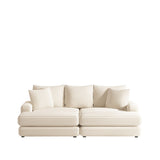 Corduroy 3-Seater Sofa With 3 Back Pillows 2 Toss Pillows and 2 Ottoman Comfy Sofa Deep Seat Couch, Beige