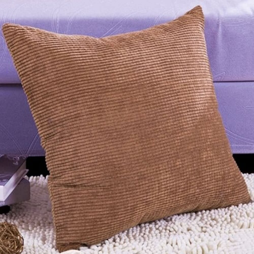 Coffee Corduroy Pillow Cover 18 Inch