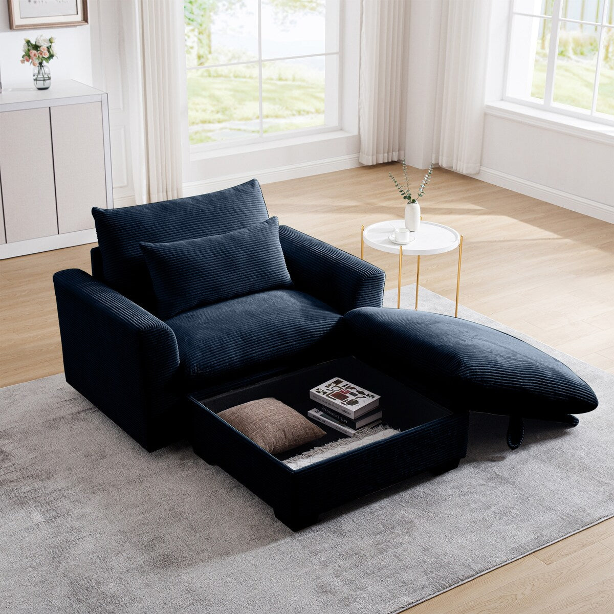 Corduroy Sofa Couch, Modular Couch with Storage Ottoman,Couch Deep Seat Couches for Modern Living Room/Apartment/Office