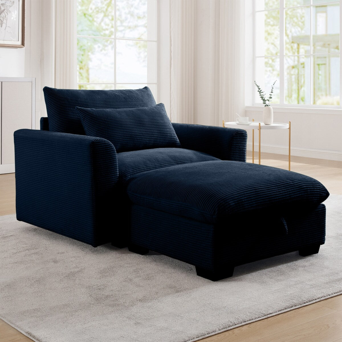 Corduroy Sofa Couch, Modular Couch with Storage Ottoman,Couch Deep Seat Couches for Modern Living Room/Apartment/Office