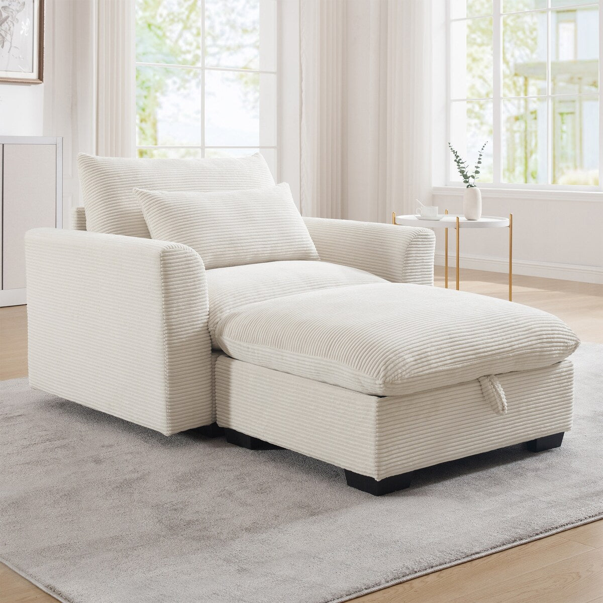 Corduroy Sofa Couch, Modular Couch with Storage Ottoman,Couch Deep Seat Couches for Modern Living Room/Apartment/Office