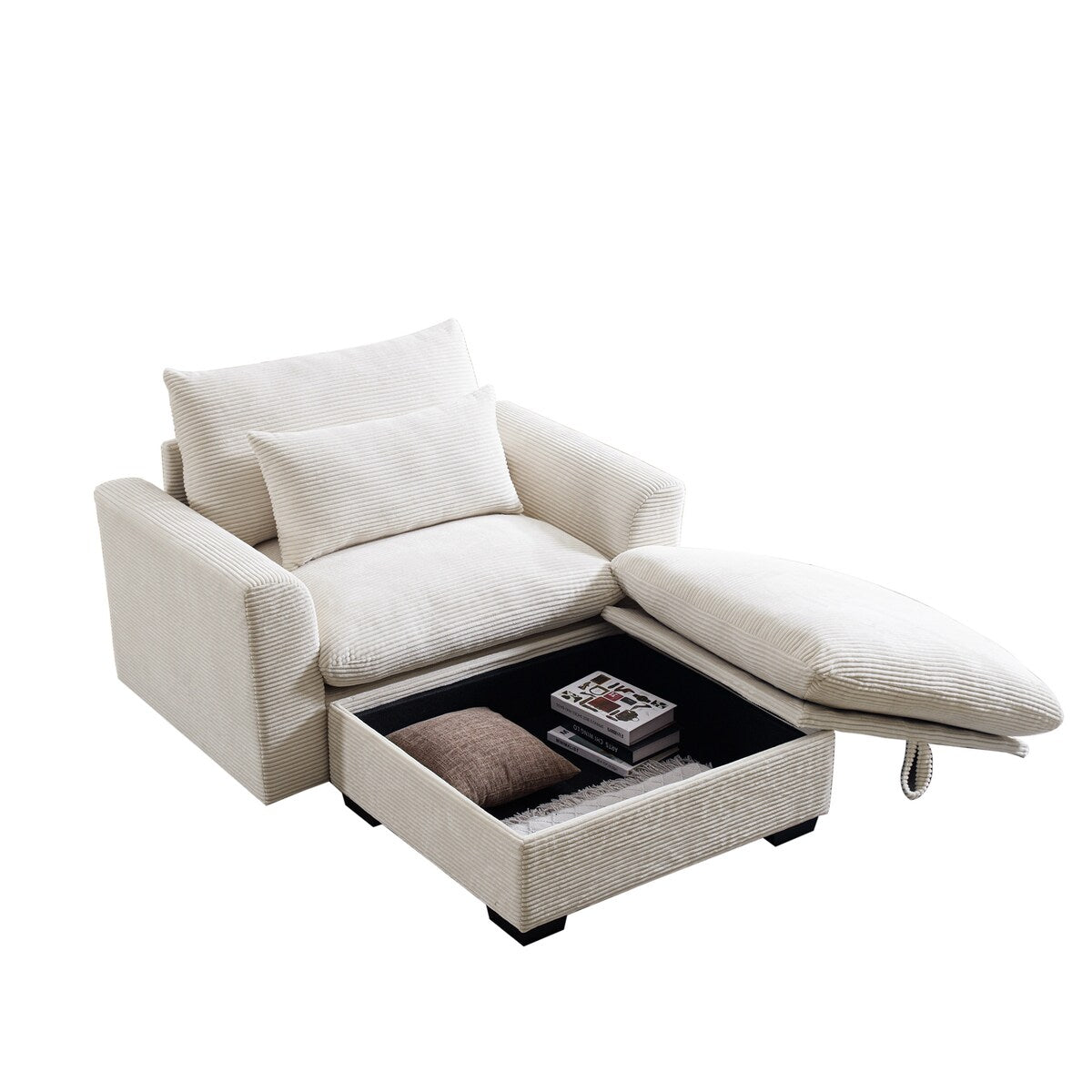Corduroy Sofa Couch, Modular Couch with Storage Ottoman,Couch Deep Seat Couches for Modern Living Room/Apartment/Office
