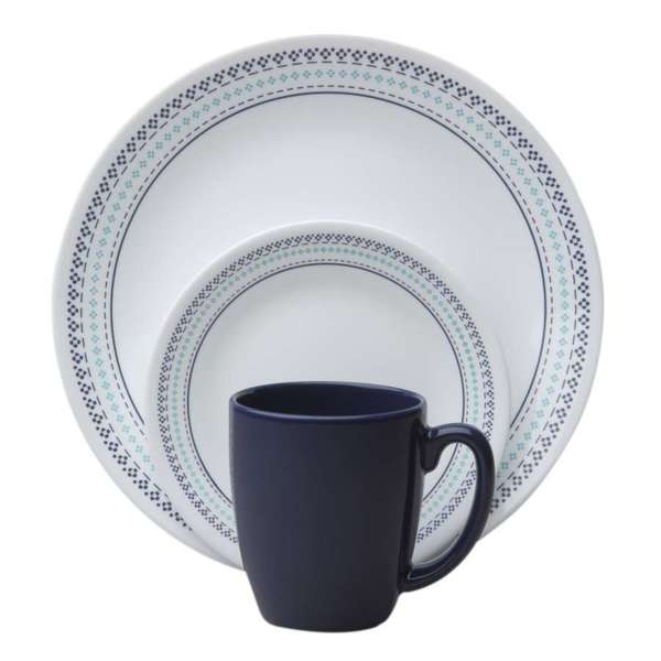 Corelle Livingware Folk Stitch Dinnerware 16-Piece Set