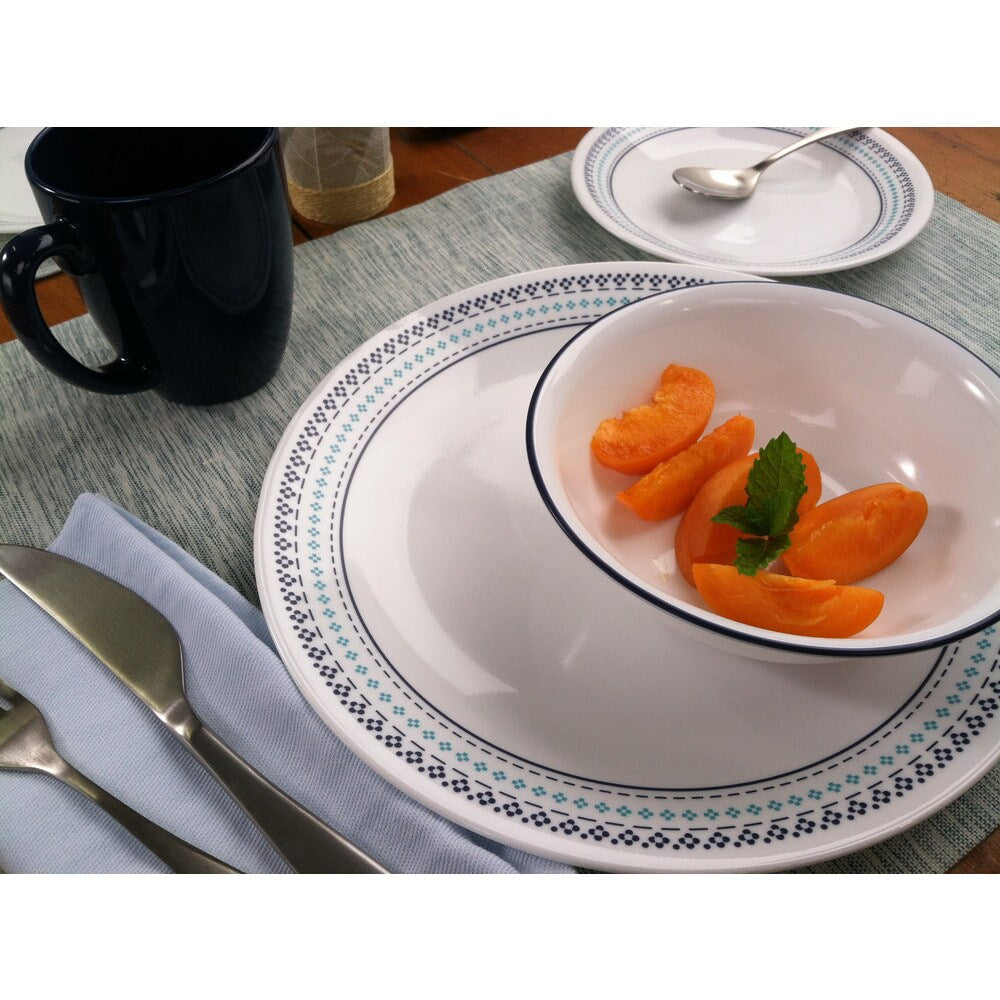 Corelle Livingware Folk Stitch Dinnerware 16-Piece Set