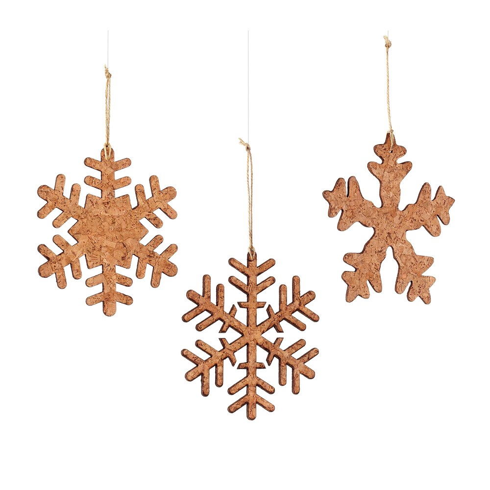 Cork Snowflake 6-inch Ornament (Set of 3)