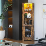 Corner Bar Cabinet with LED Light and Power Outlet