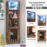 Corner Bar Cabinet with LED Light and Power Outlet