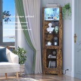 Corner Bar Cabinet with LED Light and Power Outlet