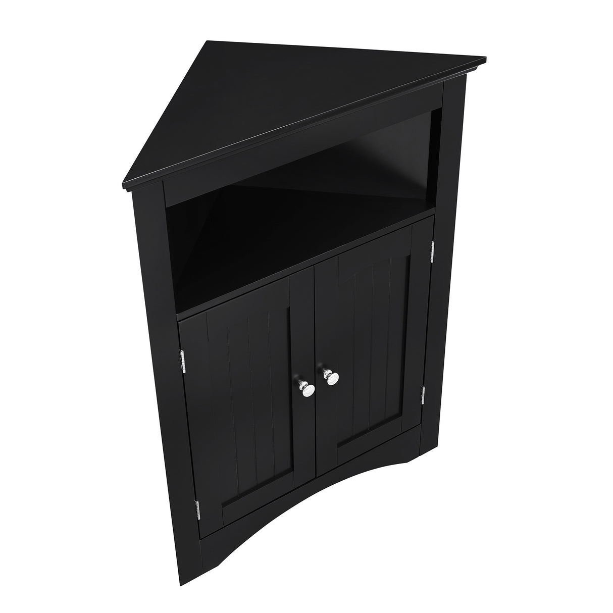 Corner Cabinet Table with Doors and Shelves