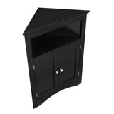 Corner Cabinet Table with Doors and Shelves