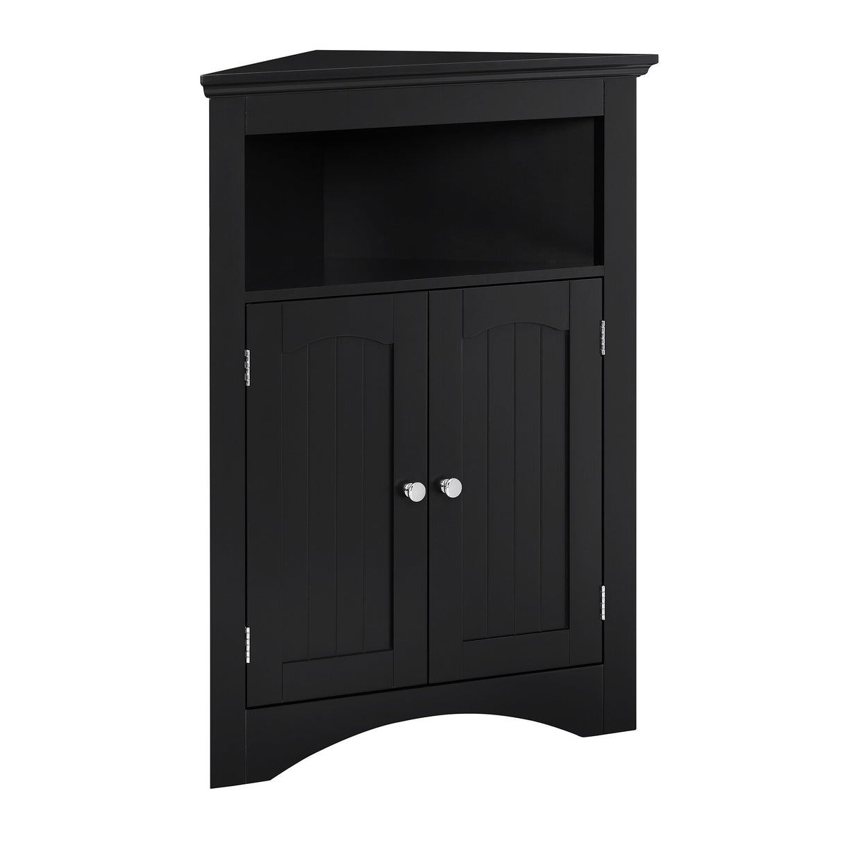 Corner Cabinet Table with Doors and Shelves