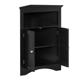Corner Cabinet Table with Doors and Shelves