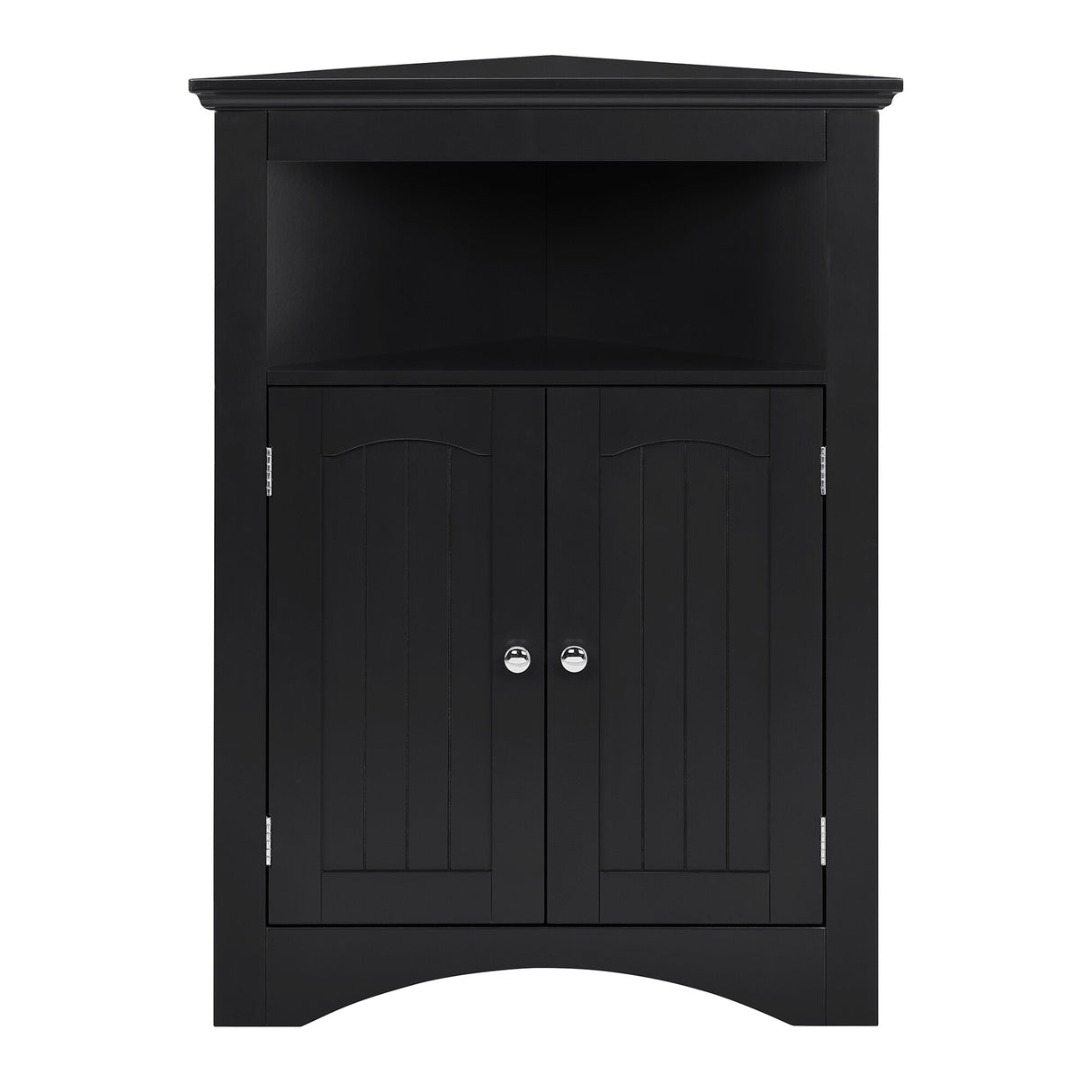 Corner Cabinet Table with Doors and Shelves