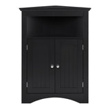 Corner Cabinet Table with Doors and Shelves