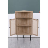 Corner Cabinet with Two Doors and Shelves, Free-Standing Corner Storage Cabinets for Bathroom, Kitchen, Living Room or Bedroom