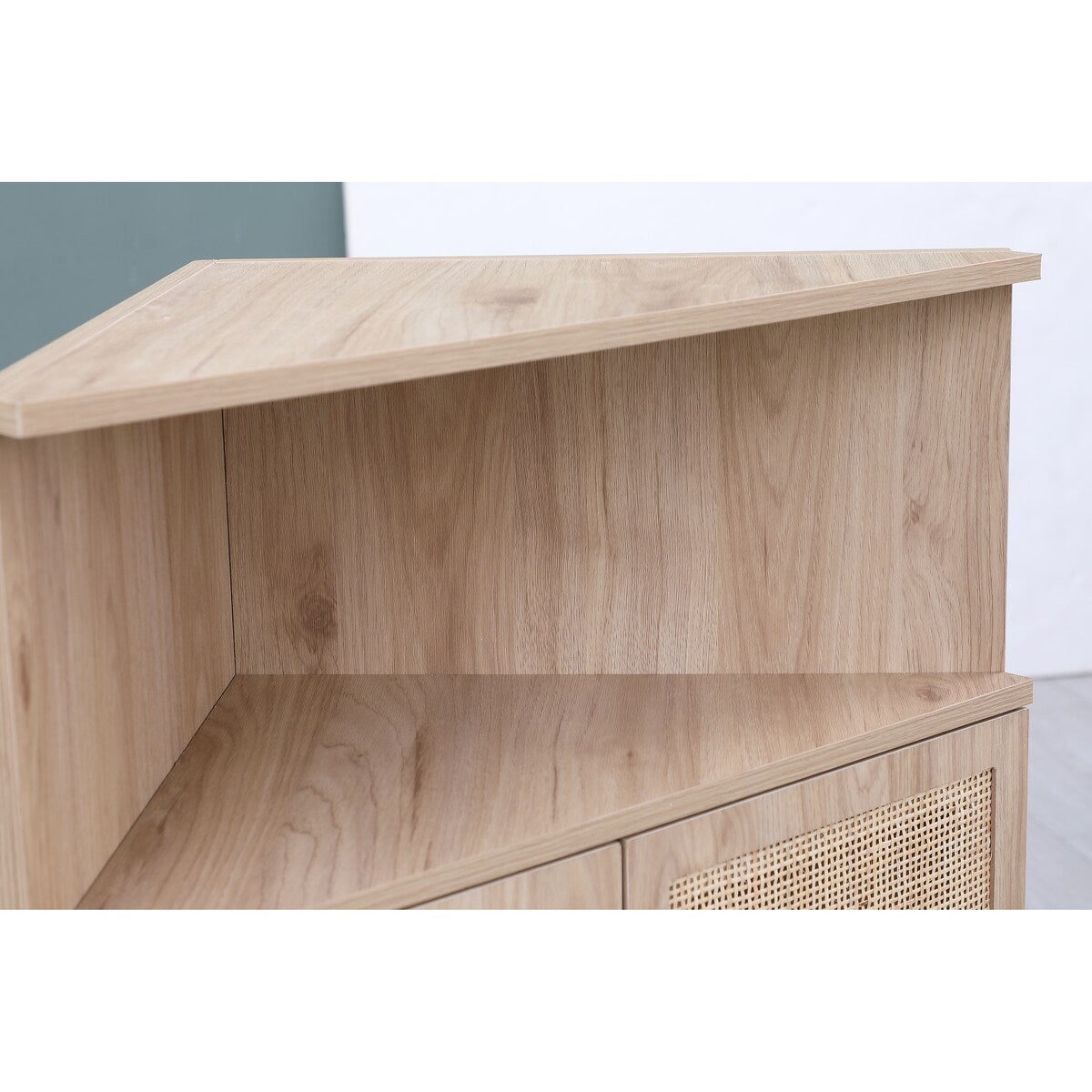 Corner Cabinet with Two Doors and Shelves, Free-Standing Corner Storage Cabinets for Bathroom, Kitchen, Living Room or Bedroom