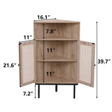 Corner Cabinet with Two Doors and Shelves, Free-Standing Corner Storage Cabinets for Bathroom, Kitchen, Living Room or Bedroom