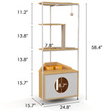 Corner Cat Tower,Cat Tree，Scratching Post,Cat Condo with Feeding Station and Climbing Platforms,Pet Furniture for Indoor Cats