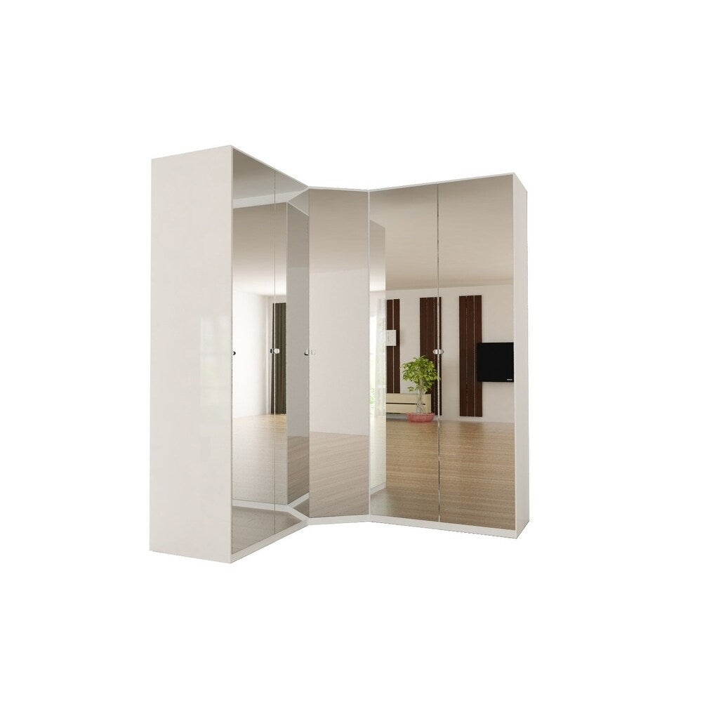 Corner Wardrobe 91 Inch with Swing Doors