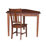 Corner Wooden Desk with Box Seat Chair and Butcher Block Surface
