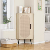 Corner cabinet ,Rattan door,Freestanding Corner Tables For Small Spaces, Corner Shelf Stand For Living Room