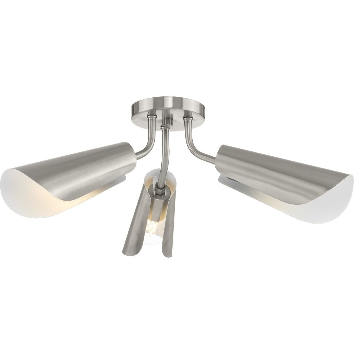 Cornett Collection 44.12 in. Three-Light Brushed Nickel Contemporary Flush Mount Light - 24 in x 24 in x 7.5 in