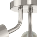Cornett Collection 44.12 in. Three-Light Brushed Nickel Contemporary Flush Mount Light - 24 in x 24 in x 7.5 in