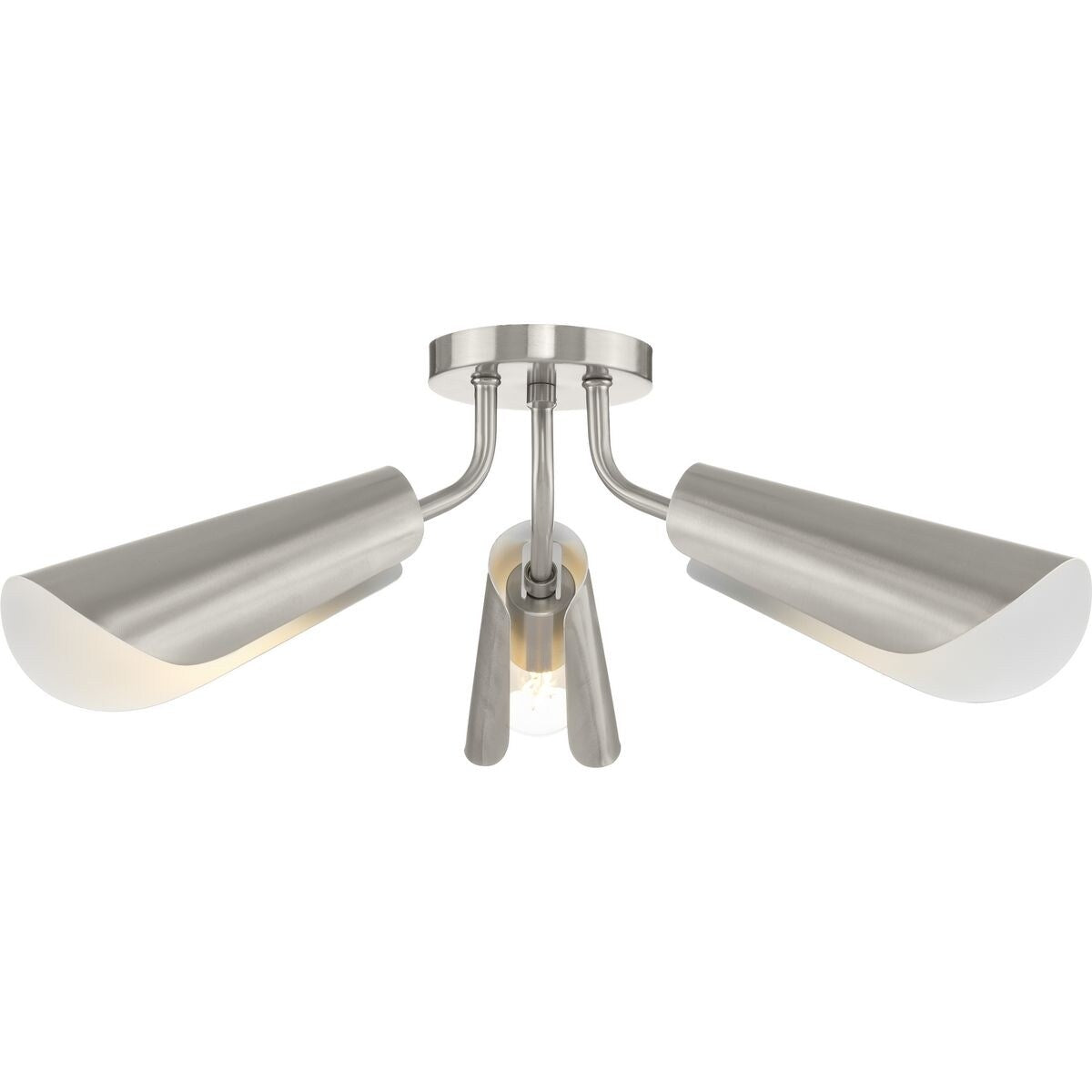 Cornett Collection 44.12 in. Three-Light Brushed Nickel Contemporary Flush Mount Light - 24 in x 24 in x 7.5 in