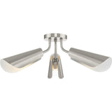 Cornett Collection 44.12 in. Three-Light Brushed Nickel Contemporary Flush Mount Light - 24 in x 24 in x 7.5 in