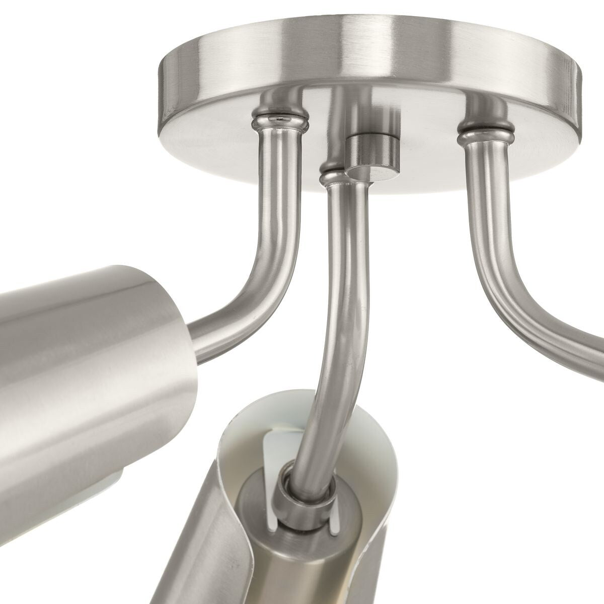 Cornett Collection 44.12 in. Three-Light Brushed Nickel Contemporary Flush Mount Light - 24 in x 24 in x 7.5 in