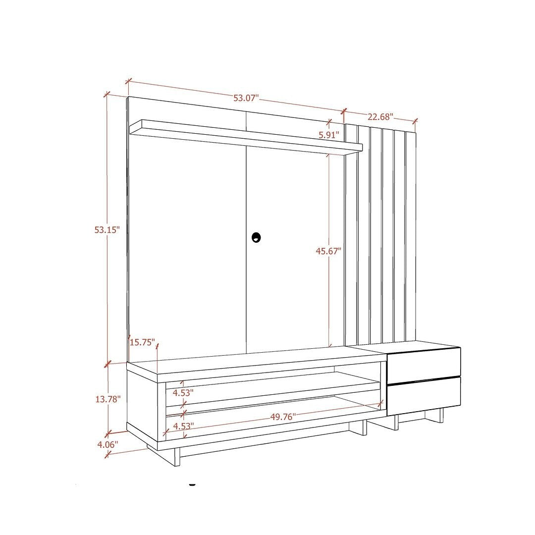 Cornwall 75.74 Right Modular Entertainment Center with Overhead Shelf and Drawers