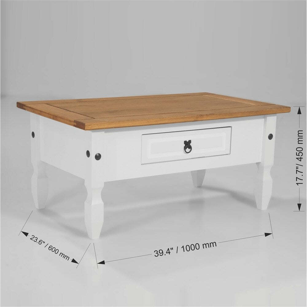 Madison 1 drawer White Wood Coffee Table