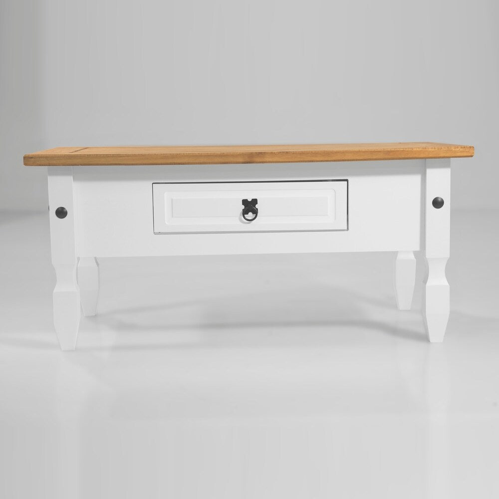 Madison 1 drawer White Wood Coffee Table