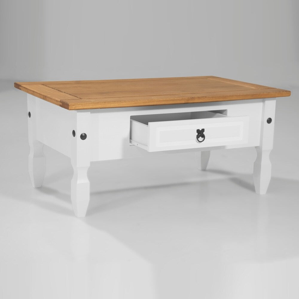 Madison 1 drawer White Wood Coffee Table
